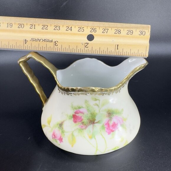 Vintage Prussia B Painted Porcelain Small Pitcher Carafe Jug Floral Pattern VTG - Picture 4 of 13